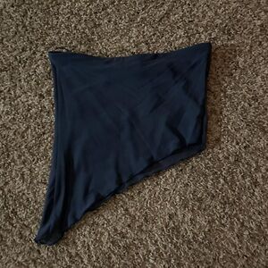 Edikted Navy Asymmetrical Crop Top
